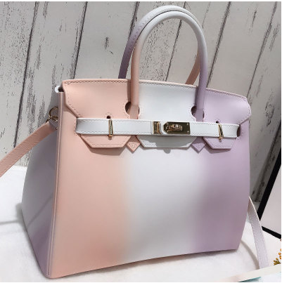 New colorful color women's portable scrub jelly bag fashion platinum shoulder diagonal PVC female big bag