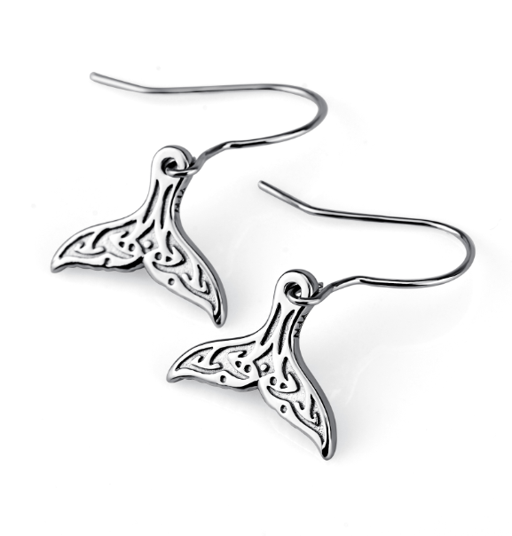 Cute Whale Tail 925 Sterling Silver earrings