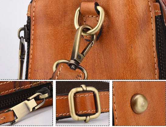 Vintage hand embossed handbag with shoulder inclined water bucket