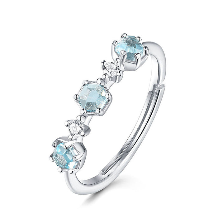 Famous Family Style Natural Blue TopA Ring Girl's Exquisite Ring