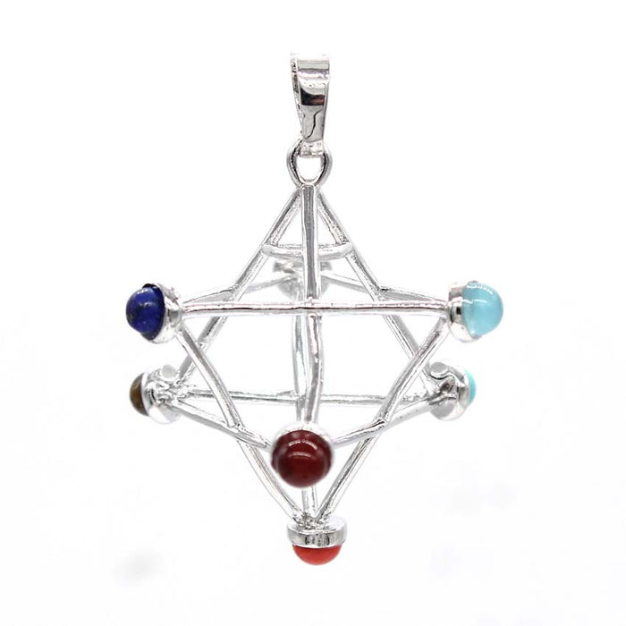 Three-dimensional Openwork Merkaba Hexagram Pendant Necklace