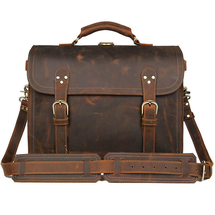 Genuine Leather Men's Bag Crazy Horse Leather Retro Men's One-shoulder Messenger Bag