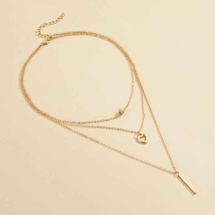 Hollow Love Long Round Bead Alloy Necklace Necklace