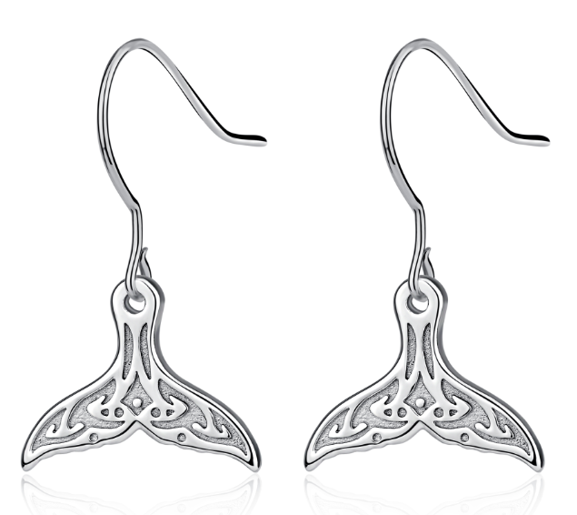 Cute Whale Tail 925 Sterling Silver earrings