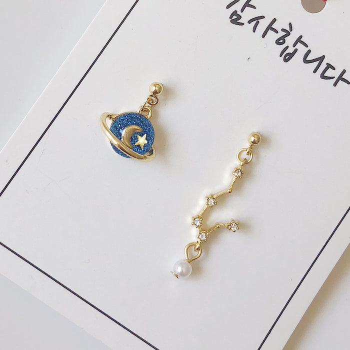 Blue universe starry stud earrings