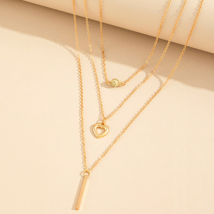 Hollow Love Long Round Bead Alloy Necklace Necklace